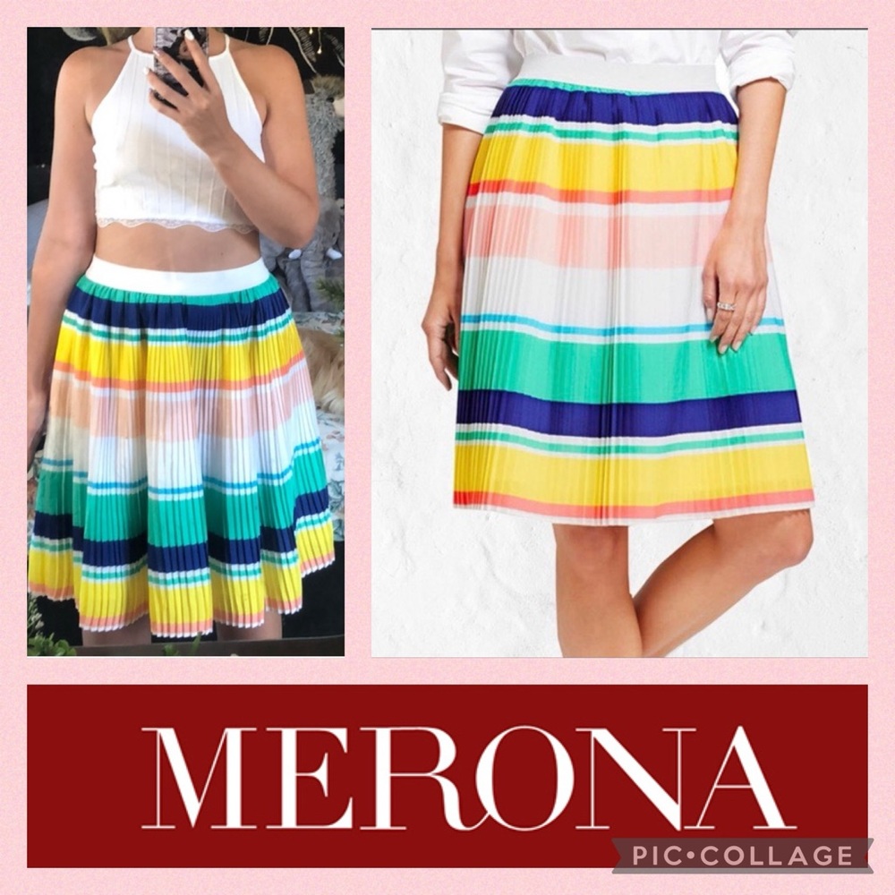 Merona Multicolor Accordion Pleat Plus Skirt XXL